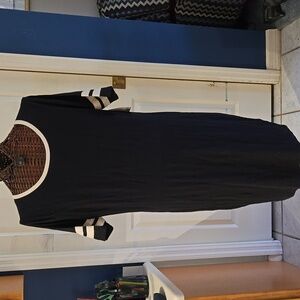 LuLaRoe Black Midi Dress with Tan Accents-Size 3XL